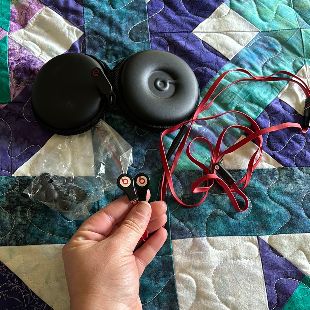 Beats by Dre Red and Black Earbud Headphones with Premium Sound